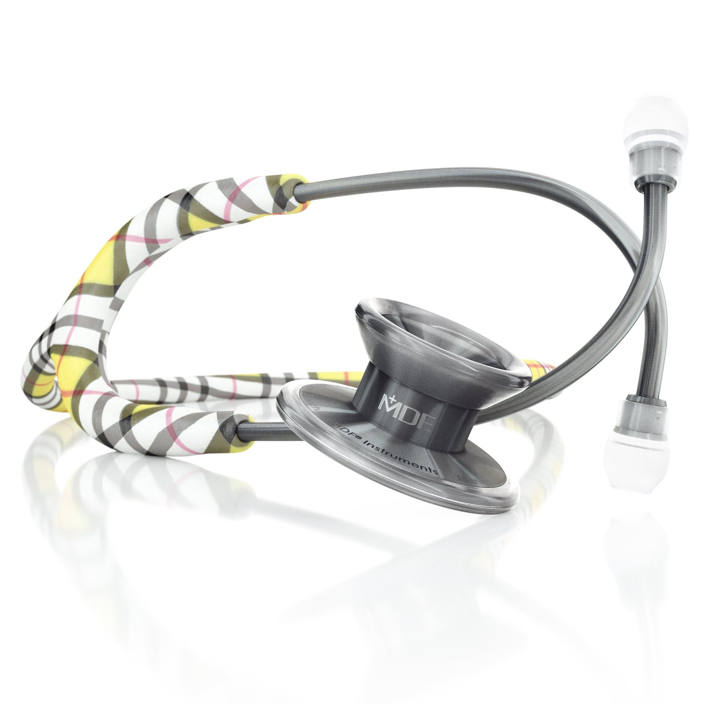 MD One® Epoch® Titanium adult stethoscope with Islay and Metalika finishes, featuring dual-head chestpiece and flexible tubing.