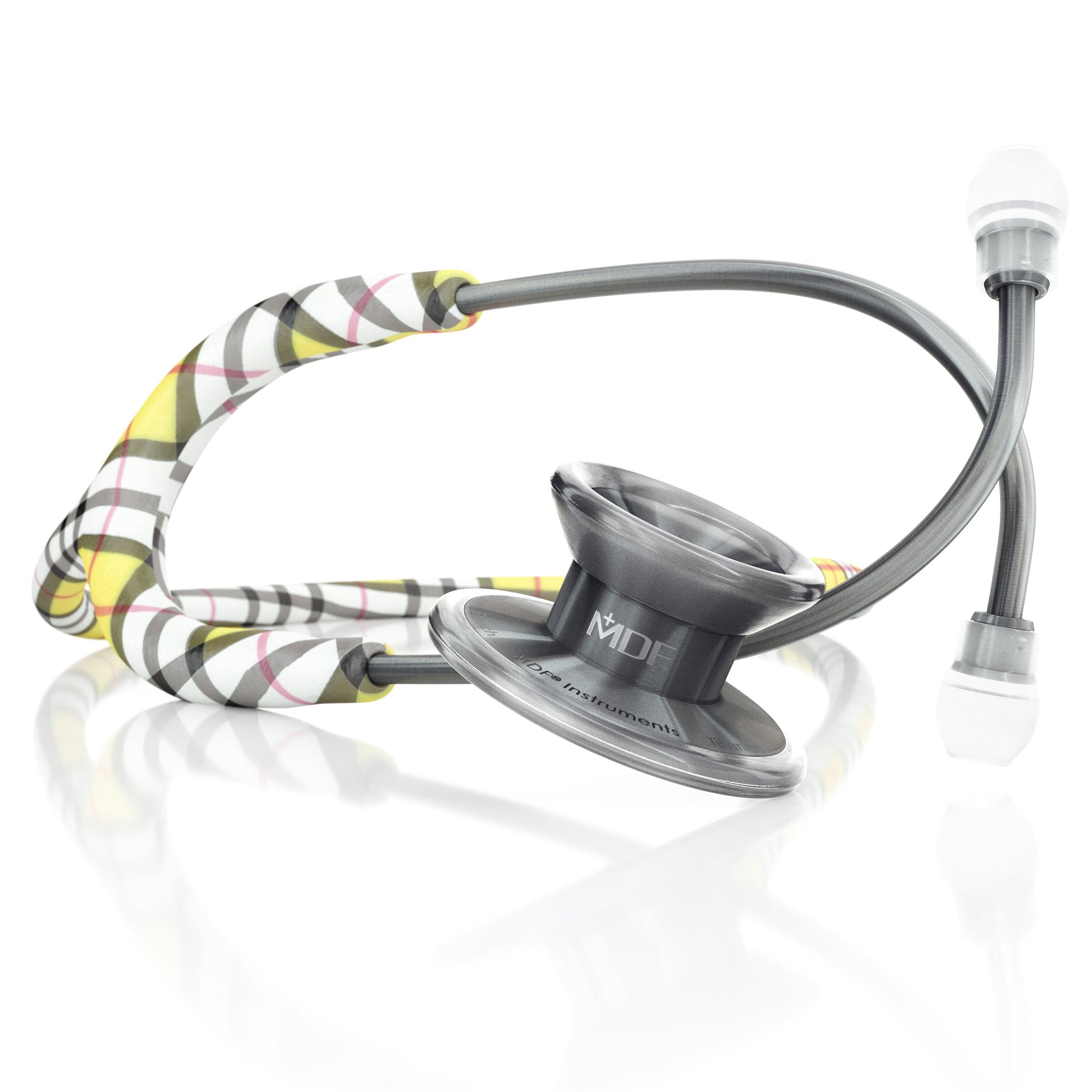 MD One® Epoch® Titanium adult stethoscope with Islay and Metalika finishes, featuring dual-head chestpiece and flexible tubing.