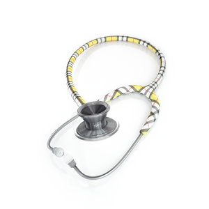 MDF Instruments MD One Epoch Titanium adult stethoscope in Islay and Metalika colors, featuring dual head and adjustable tubing.