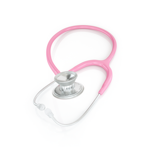 Pink MD One® Epoch® Titanium adult stethoscope by MDF Instruments, showing the sleek, lightweight design with dual-head chest piece.