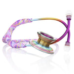 Titanium adult stethoscope from MDF Instruments, MD One Epoch series, with flexible tubing and dual head chest piece.