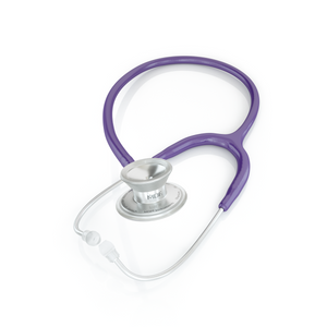 Purple MD One® Epoch® Titanium adult stethoscope from MDF Instruments with dual head and adjustable tubing for medical professionals.