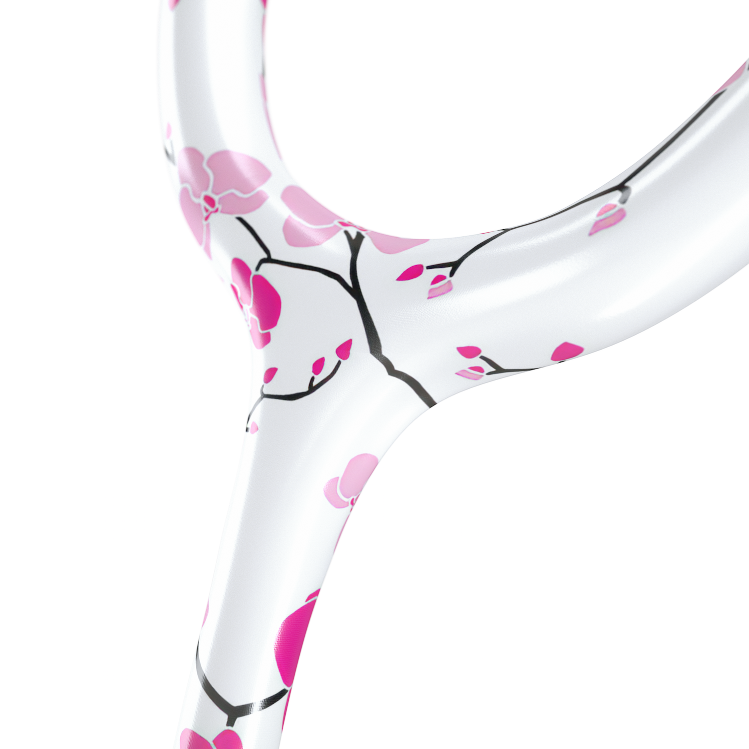 MDF Instruments MD One Epoch Titanium adult stethoscope in Sakura color with a travel case, featuring dual-head chest piece and flexible tubing.