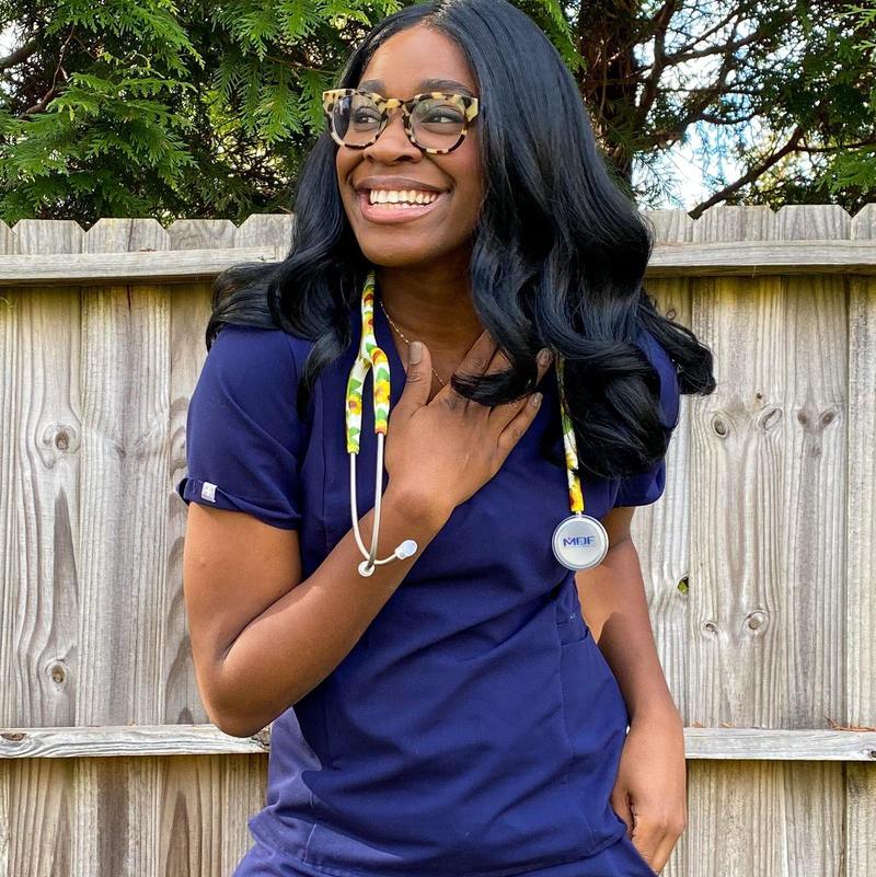 MD One® Epoch® Titanium adult stethoscope with sunflower-themed tubing and chest piece by MDF Instruments, designed for medical professionals.