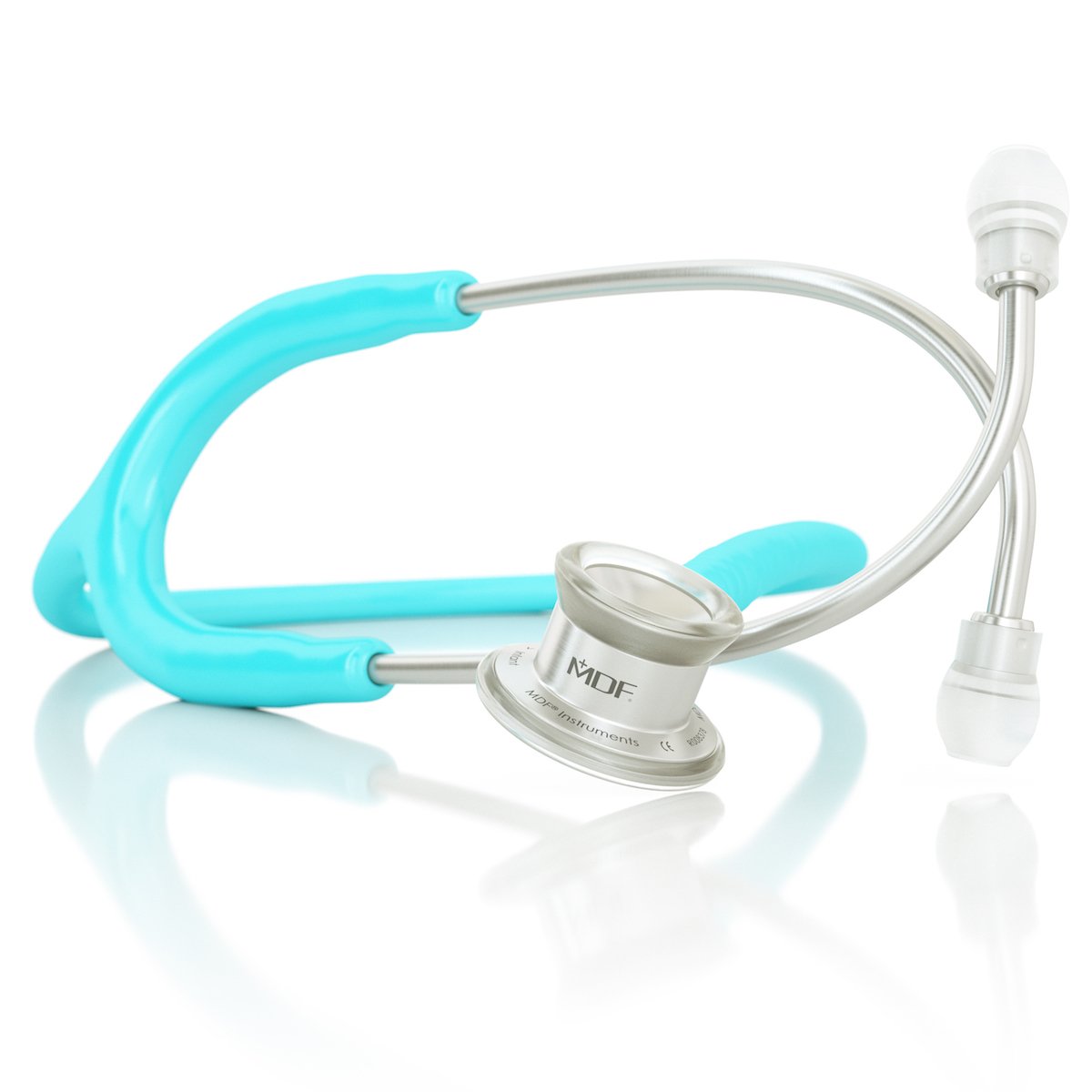 MD One® Infant stethoscope in pastel blue with soft tubing and dual-head chest piece, designed for pediatric auscultation.