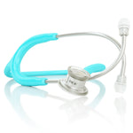 MD One® Infant stethoscope in pastel blue with soft tubing and dual-head chest piece, designed for pediatric auscultation.