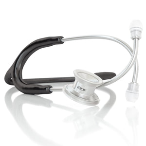Black MD One® Pediatric Stethoscope by MDF Instruments with dual head and adjustable earpieces for accurate pediatric auscultation.