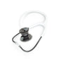 White and perla noire MDF ProCardial adult cardiology stethoscope with flexible tubing and dual-head chest piece for medical exams.