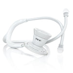 White MDF Instruments ProCardial adult cardiology stethoscope with dual head and comfortable eartips, designed for medical professionals.