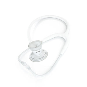MDF ProCardial® adult cardiology stethoscope in white with white tubing, designed for accurate heart and lung auscultation.