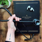 MDF Instruments ProCardial Titanium adult cardiology stethoscope in black glitter finish with black tubing and a protective case.