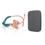 ProCardial Titanium adult cardiology stethoscope in green glitter with rose gold accents and carrying case by MDF Instruments