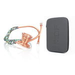 MDF Instruments ProCardial® titanium adult cardiology stethoscope in mermaid and rose gold with carrying case, showing the chest piece and tubing.