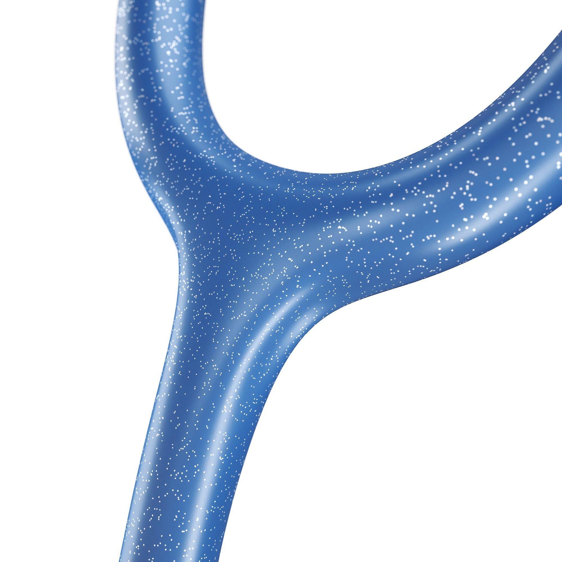 MDF Instruments ProCardial titanium adult cardiology stethoscope in royal blue glitter with rose gold accents and carrying case