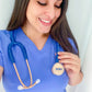 ProCardial titanium adult cardiology stethoscope by MDF Instruments in royal blue glitter and rose gold with case