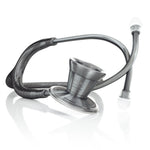 ProCardial Titanium adult cardiology stethoscope by MDF Instruments with metal finish, featuring dual-head chestpiece and adjustable earpieces.
