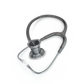 Titanium adult cardiology stethoscope by MDF Instruments with metal finish and flexible tubing, designed for accurate heart and lung auscultation.