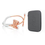ProCardial titanium adult cardiology stethoscope in white glitter and rose gold with a carrying case, by MDF Instruments.