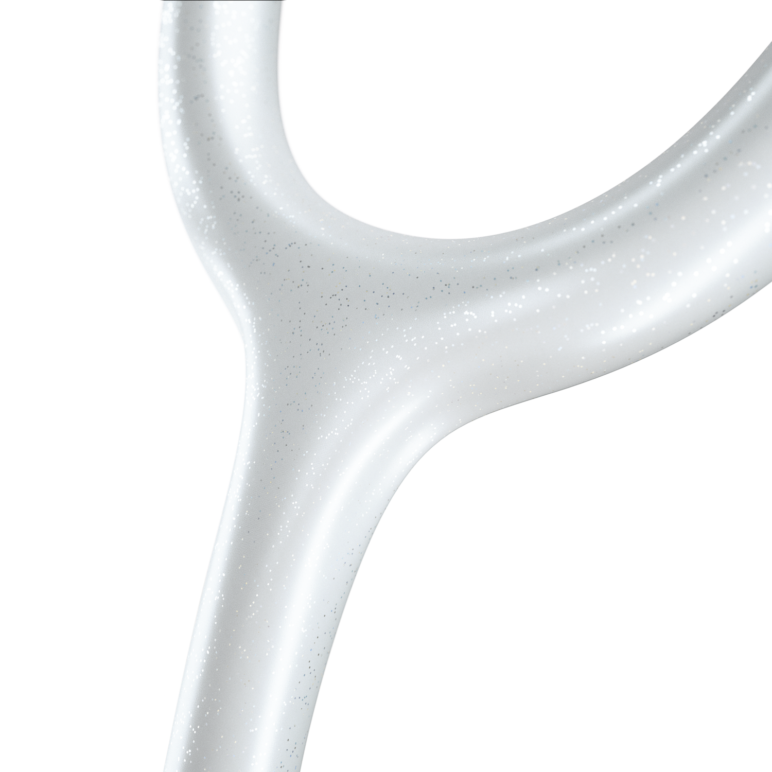 MDF Instruments ProCardial® Titanium adult cardiology stethoscope with white glitter and rose gold accents, shown with carrying case.