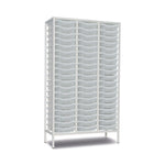 White medical storage trolley with multiple clear plastic drawers, hospital organizer
