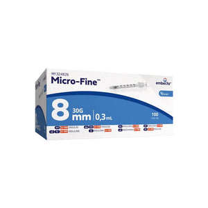 Micro-Fine 0.3ml Insulin Syringe & Needle 8mm x 30G | Pack of 100