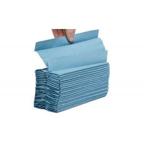 Blue Northwood 1-ply C-Fold Hand Towel, pack of 2880, showing neatly folded towels in a commercial restroom setting.