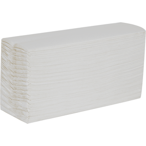 Northwood 2-Ply White C Fold paper towels, 217mm x 300mm, pack of 2295 sheets, showing folded towels ready for use