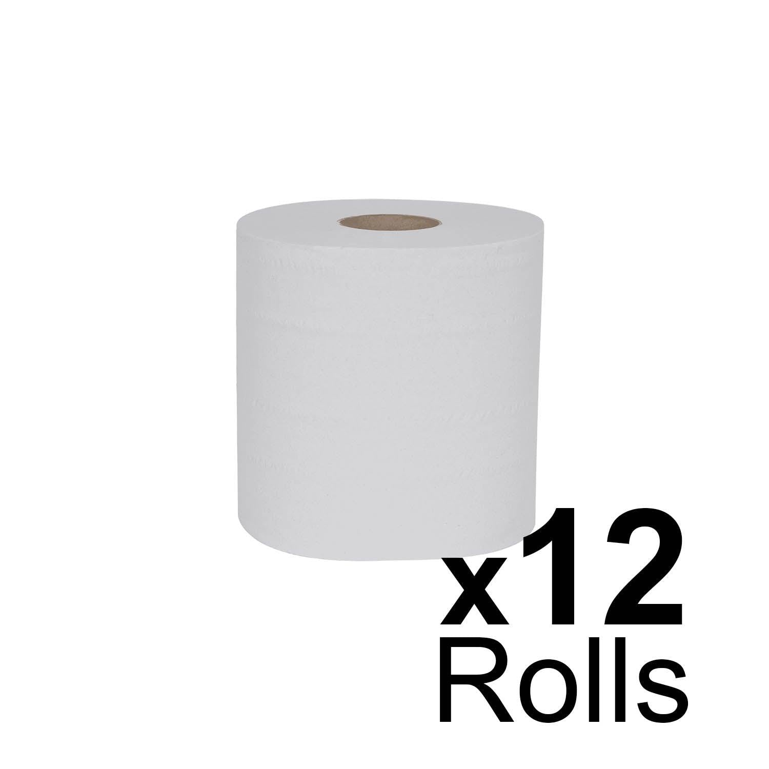 Northwood Essentials white centre feed paper towels, 7-inch, 2-ply, 60m length, case of 12, for commercial use