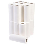 Northwood Essentials white 10-inch 2-ply couch roll, 40m x 250mm, stacked in case of 18 rolls, for commercial or hospitality use.