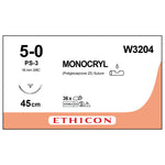 MONOCRYL Suture - 16mm 45cm 5-0 1 (x12) - Undyed Ethicon