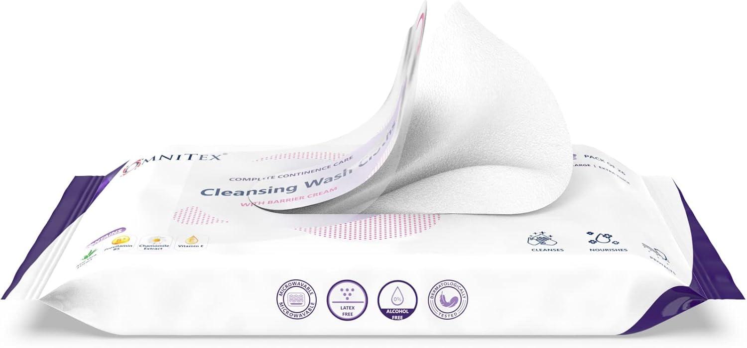 Omnitex Cleansing Wash Cloths with Barrier Cream - Pack of 26 Omnitex