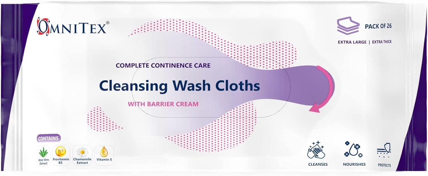 Omnitex Cleansing Wash Cloths with Barrier Cream - Pack of 26 Omnitex