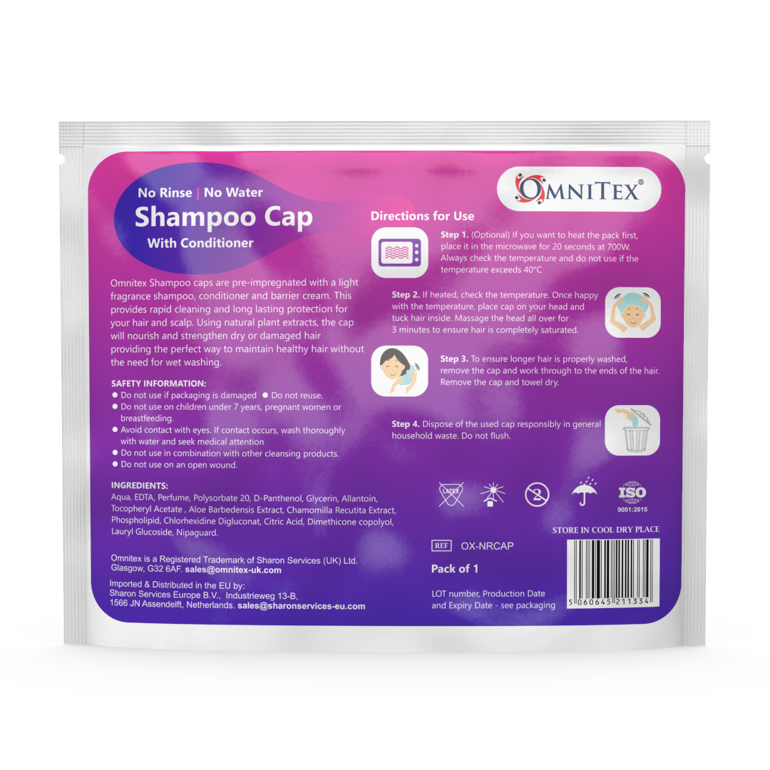 Omnitex Rinse-Free Shampoo Cap with Conditioner - Microwaveable