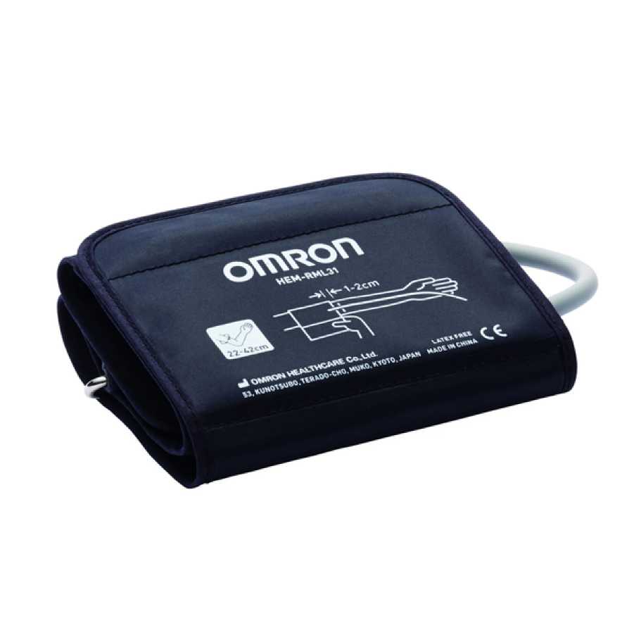 Omron replacement blood pressure cuff for Boots monitors, adjustable 22-42cm, soft fabric with Velcro strap for arm measurement.