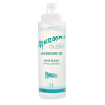 Aquasonic Clear ultrasound transmission gel in a 0.25 litre dispenser from Parker Laboratories, with a transparent gel and dispenser nozzle.