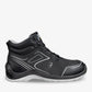 Black Flow Mid Unisex Lace-up Safety Boot by PLS Medical with sturdy design and secure laces for industrial safety.