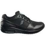 Black Dominique nursing shoes with air unit by PLS Medical, showcasing cushioned design and supportive sole for healthcare professionals.