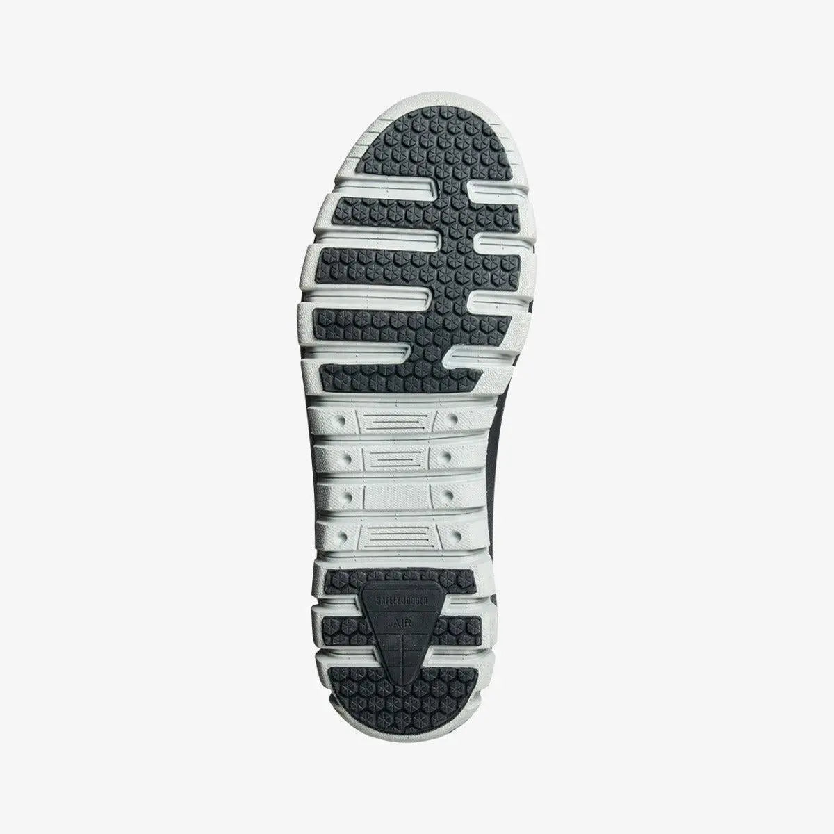 Unisex Morris safety trainer by PLS Medical in black and grey, featuring protective toe cap and slip-resistant sole.