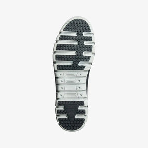 Unisex Morris safety trainer by PLS Medical in black and grey, featuring protective toe cap and slip-resistant sole.