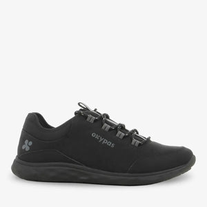 Black Roman Memory Foam Nursing Shoe for Men by PLS Medical, featuring cushioned insole and supportive design.