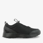 Black James Mesh men's nursing shoes by PLS Medical, featuring breathable mesh uppers and slip-resistant soles for healthcare professionals.