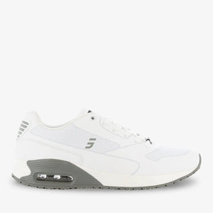 Justin Comfortable Nursing Trainer for Men in white by PLS Medical, designed for support and comfort during nursing.