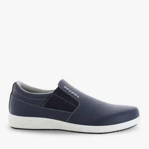 Oxypas Motion Roy slip-on leather nursing shoe for men, featuring a comfortable design with easy slip-on style and supportive sole.