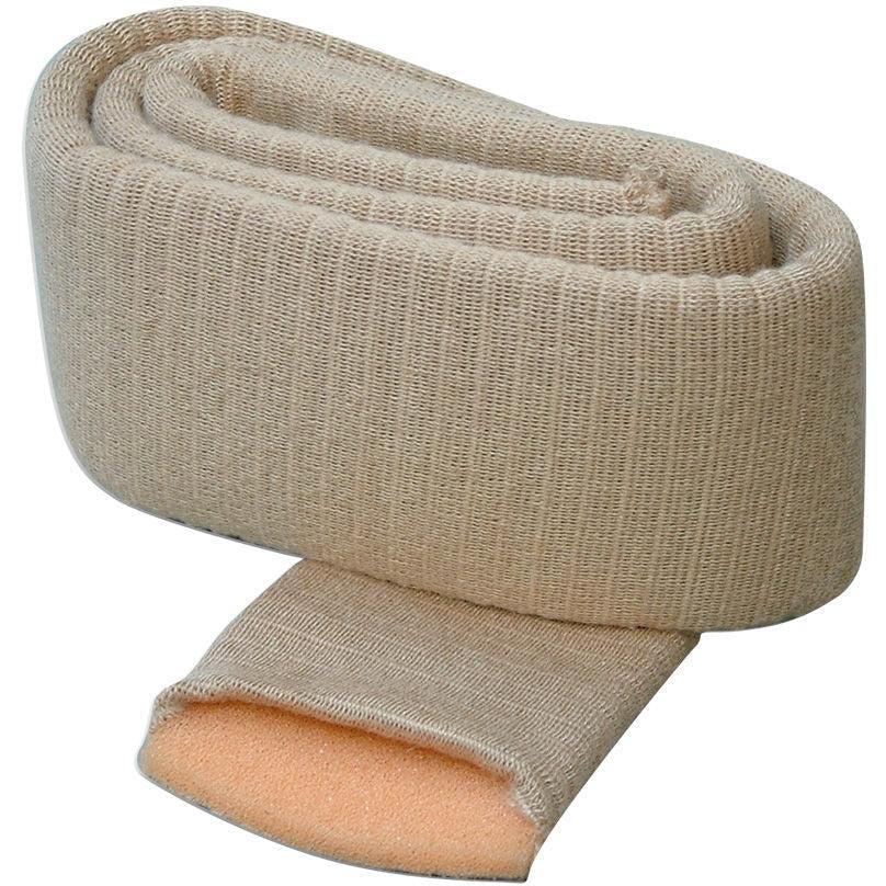 Large tan Podopro tubular padding measuring 9.5cm by 90cm, soft and flexible cushioning for foot and toe protection.