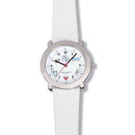 Prestige 24-hour dial watch featuring nursing symbols on the face, with black strap and clear time markings.