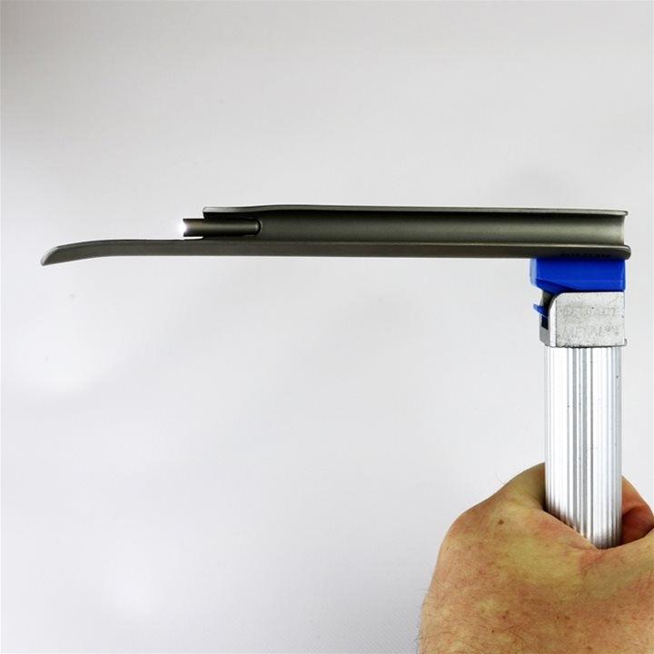 Pack of 10 Metal Max+ Combi Miller 3 laryngoscope blades with adult handles by ProAct, showing the metal blades and handles.