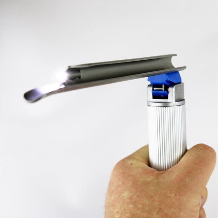 Pack of 10 Metal Max+ Combi Miller 4 laryngoscope blades with adult handles by ProAct, showing the blades and handles assembled.