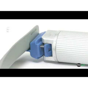 Pack of 10 Metal Max+ Combi laryngoscope blades with pediatric handle by ProAct, featuring metallic blades and ergonomic handle.