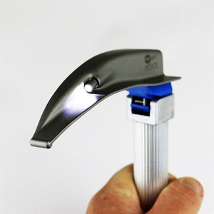 Pack of 10 Metal Max+ Combi™ laryngoscope blades with pediatric MAC 2 handle by ProAct, showing the metal blades and handle assembly.