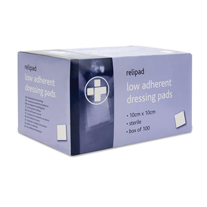 Relipad Low-Adherent Dressing Pads - 10 x 10cm x 100